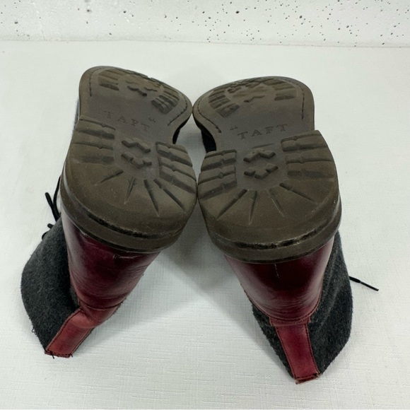 TAFT Men’s size 44 / 11 The Jack Oxblood Red Leather and Gray Wool Boots READ - Picture 9 of 16